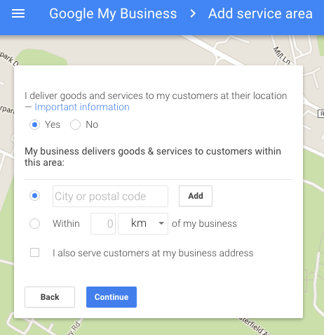 image of adding a service area in Google my Business