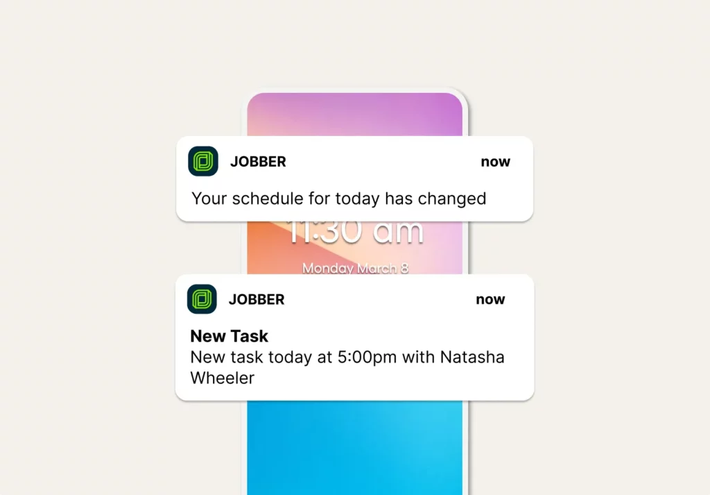Schedule change notification from the Jobber mobile app