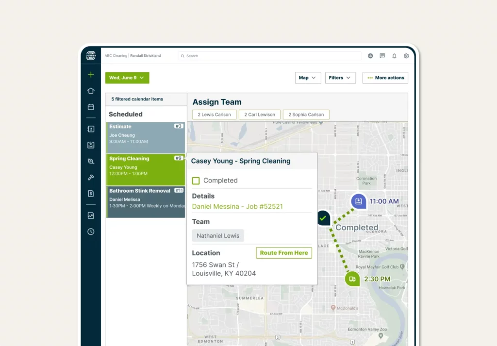 Route optimization in Jobber with the option to “Route from Here”