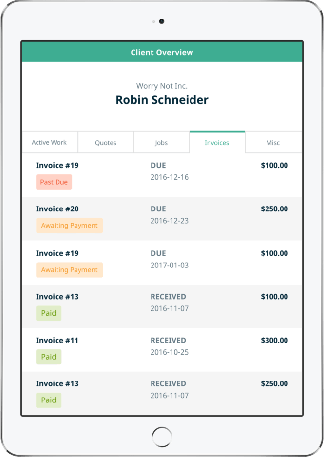 A screenshot of Jobber's cleaning Services Job Management and CRM software