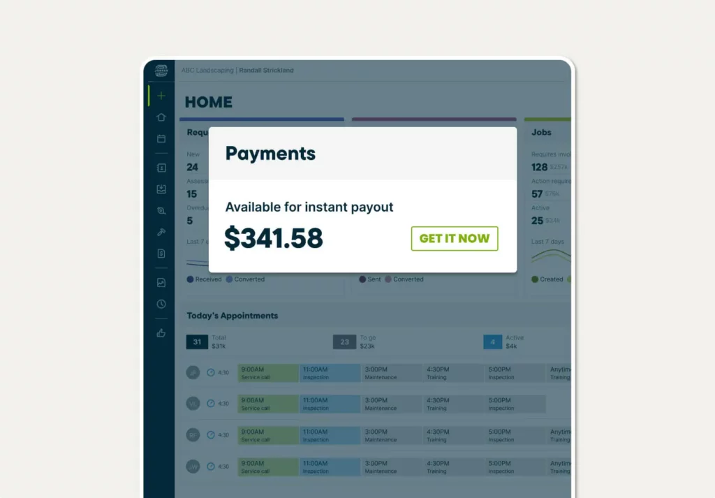 A paid invoice amount in Jobber that’s ‘on its way to your bank’