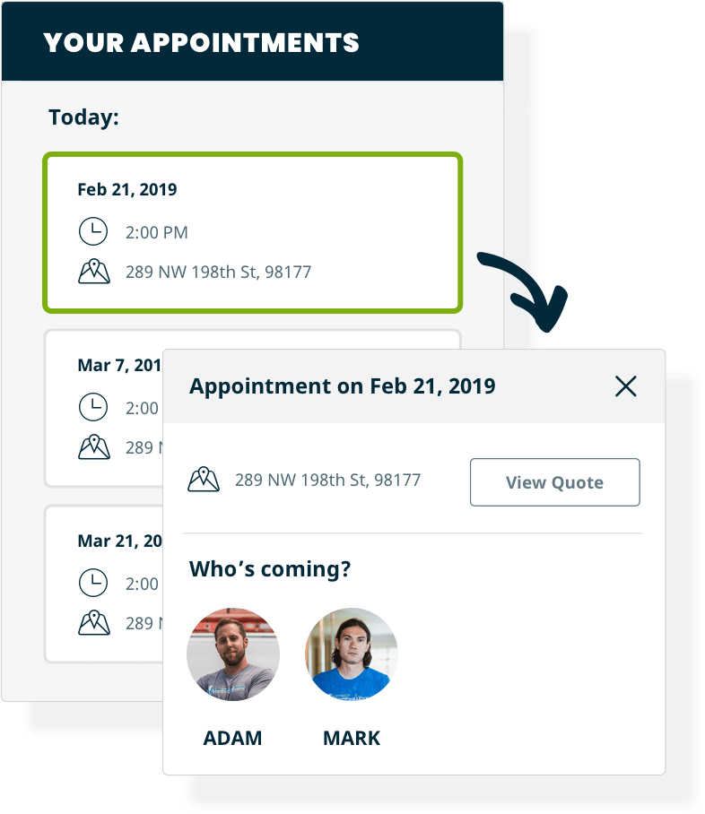 Image of Appointment Reminder Software with Appointment and Technician Details