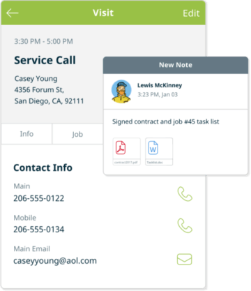 Example of Jobber's pool CRM to store client information