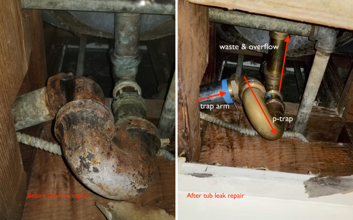 before and after photos of a piping installation