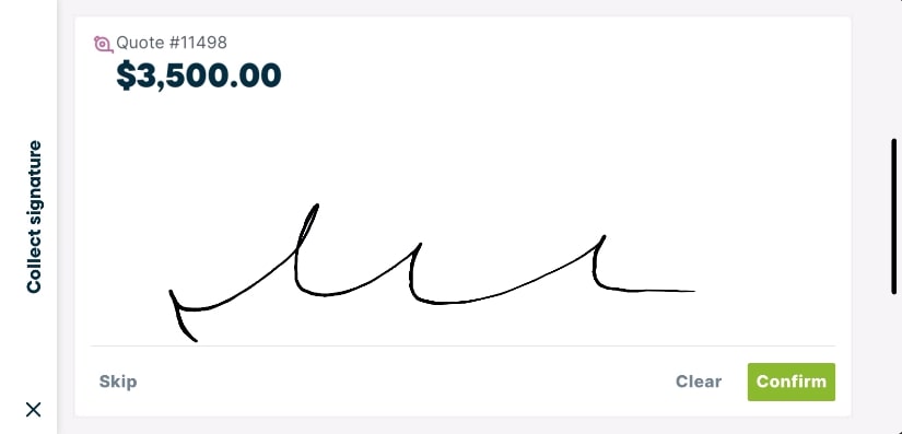 Example of a quote signature in Jobber