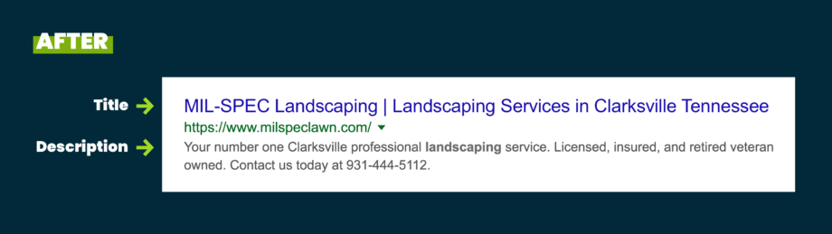 Optimized meta title and description for a contracting business