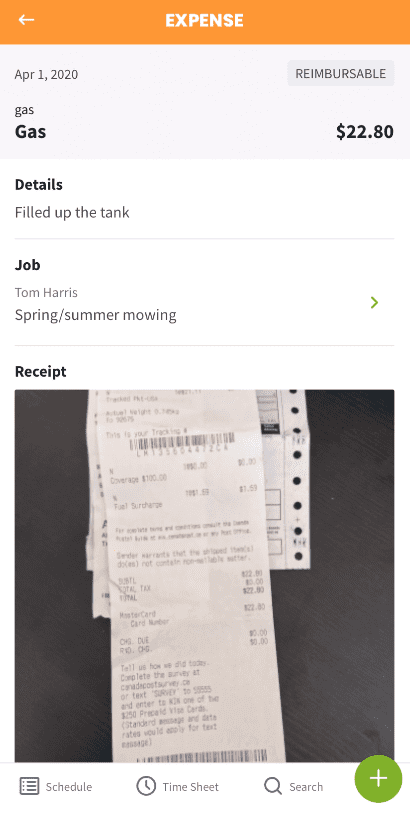 image of expense tracking in Jobber