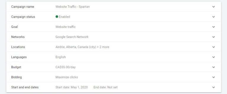 image of basic google ads settings