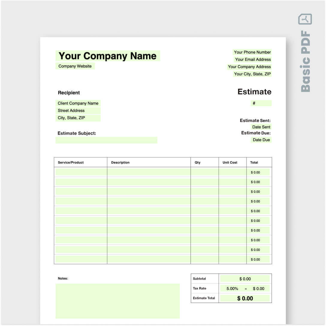 Free Construction Estimate Template Easy to Customize Download