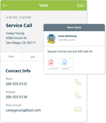 Example of a service visit in Jobber’s concrete contractor software and CRM
