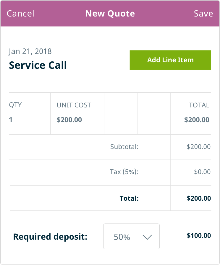 Example of estimate created in Jobber’s paving contractor software