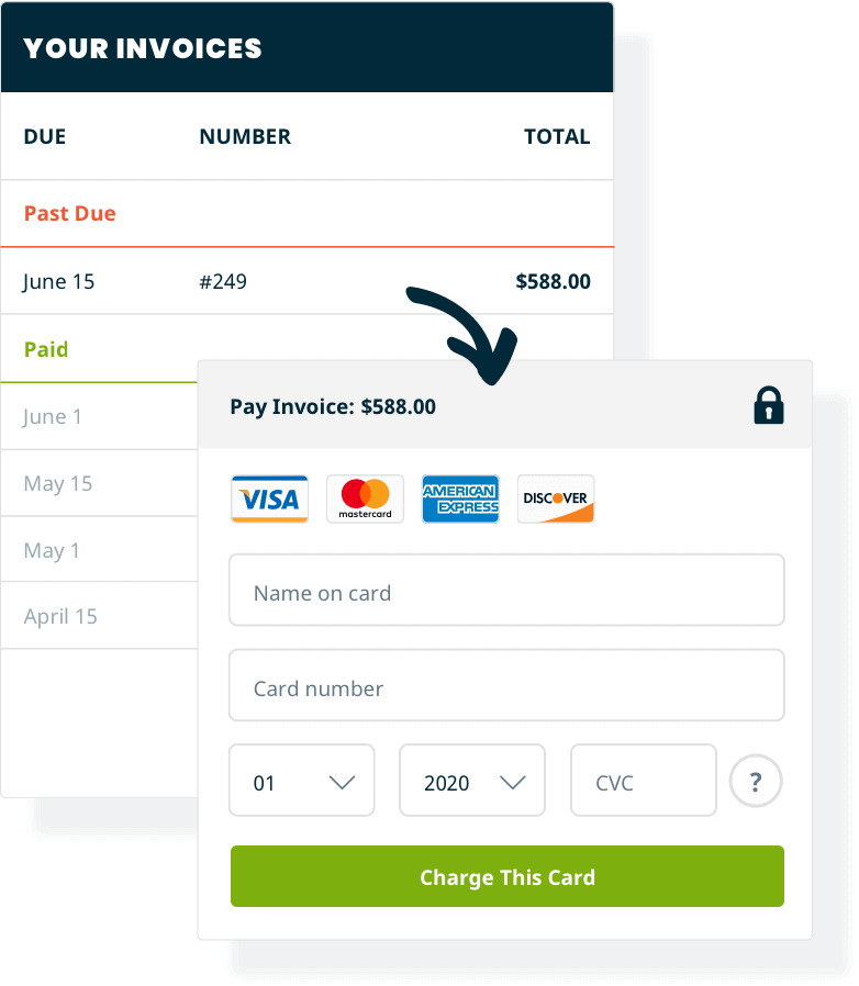 Example of an invoice payment in Jobber’s concrete contractor software