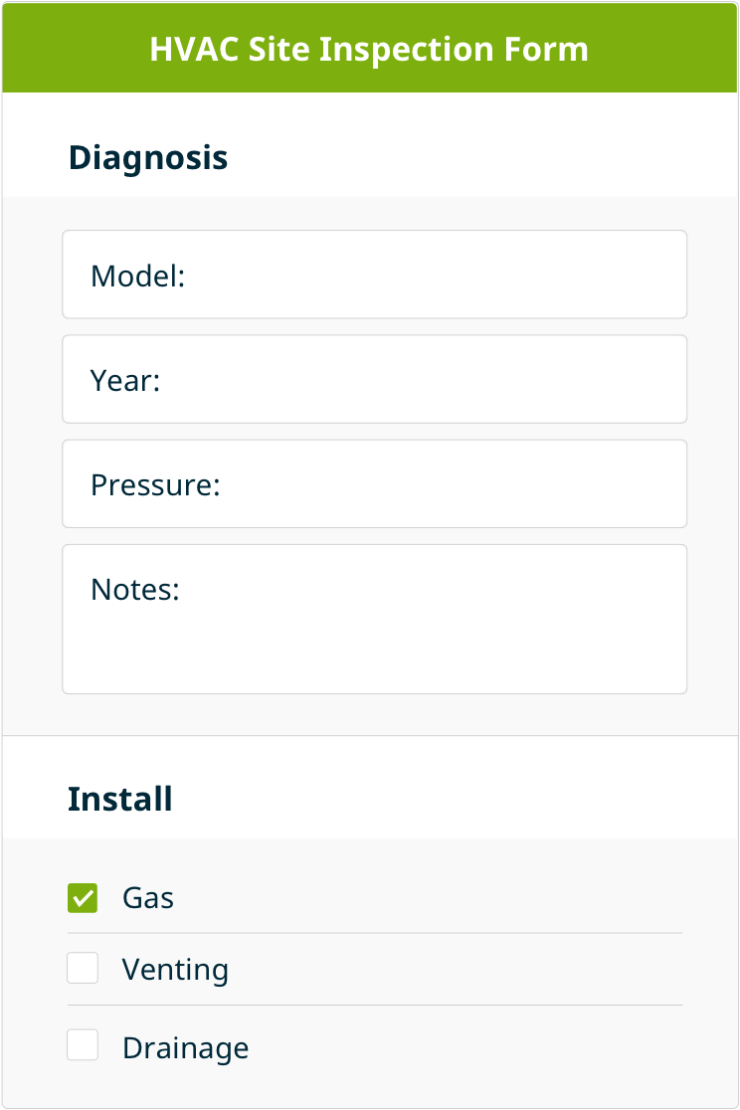 Example of a site inspection form in Jobber’s paving contractor software