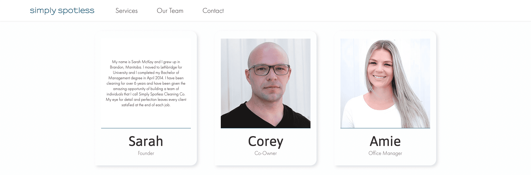 Cleaning websites - team page screenshot