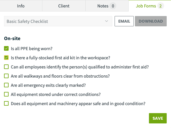 image of custom safety checklist in Jobber