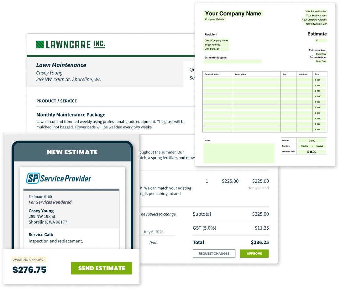 Image of lawncare invoices