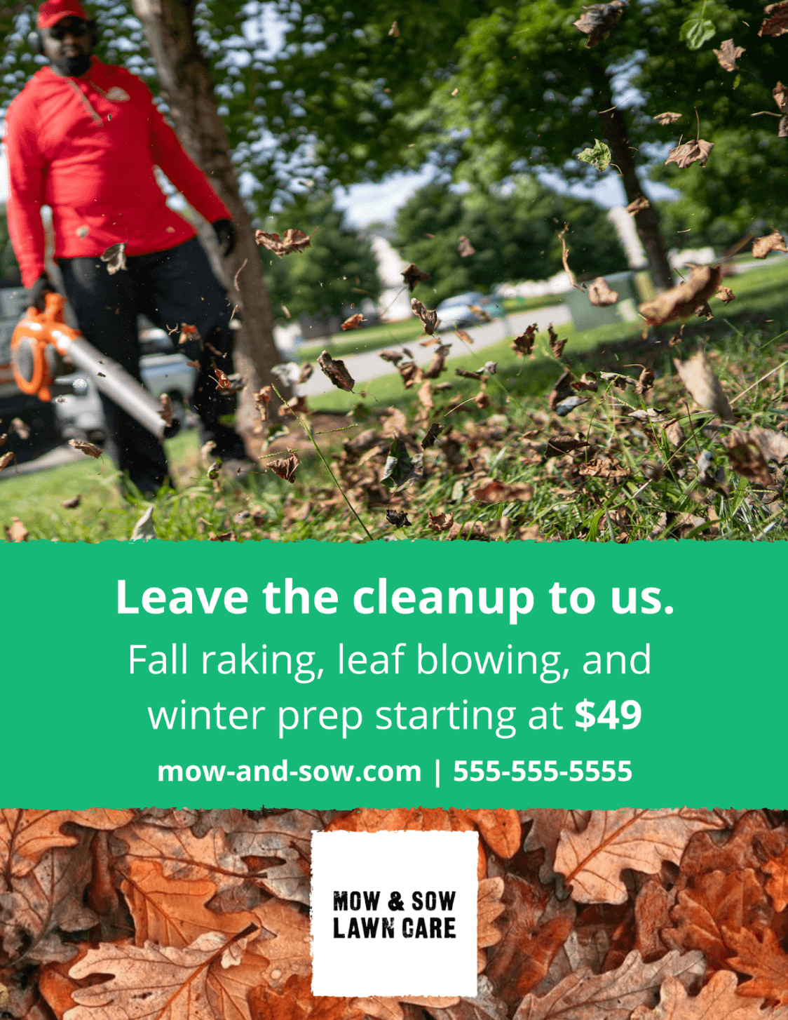 example of a landscaping fall cleanup flyer