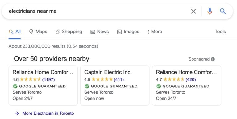 image of Google Local Service Ads for electricians