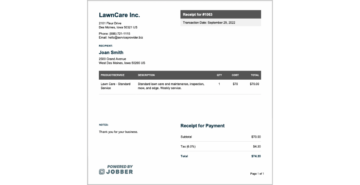 Free Lawn Care Receipt Template | Edit &amp; Download | Jobber