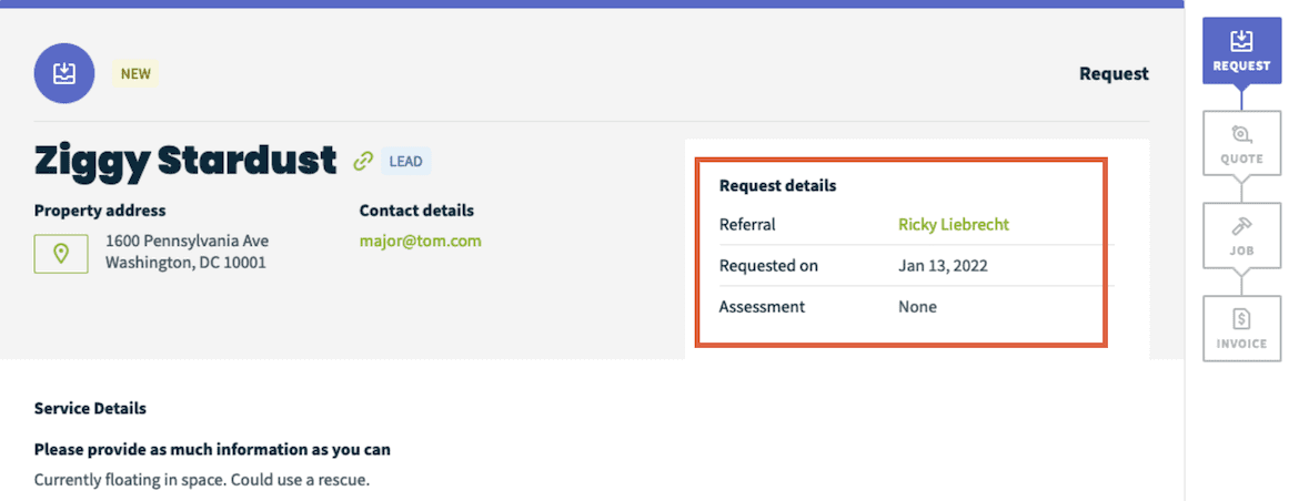 Example of referral details on a Jobber invoice