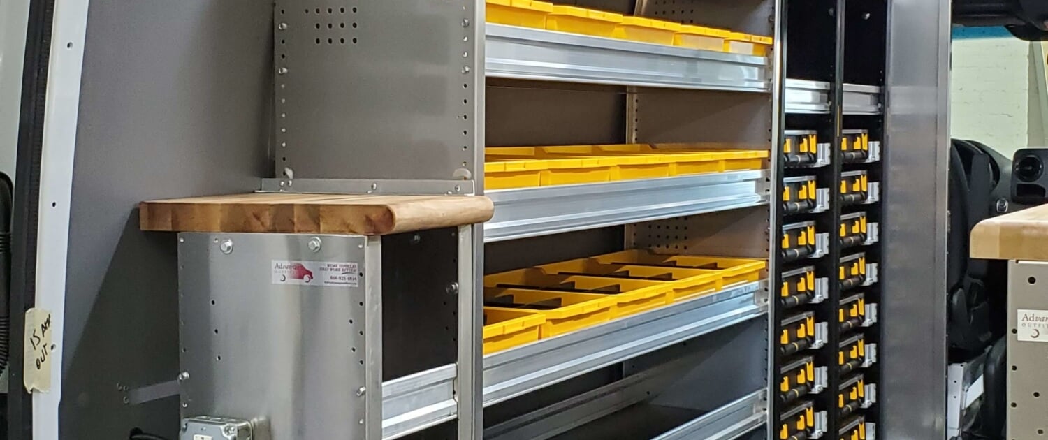 Custom van shelving example for better HVAC van organization