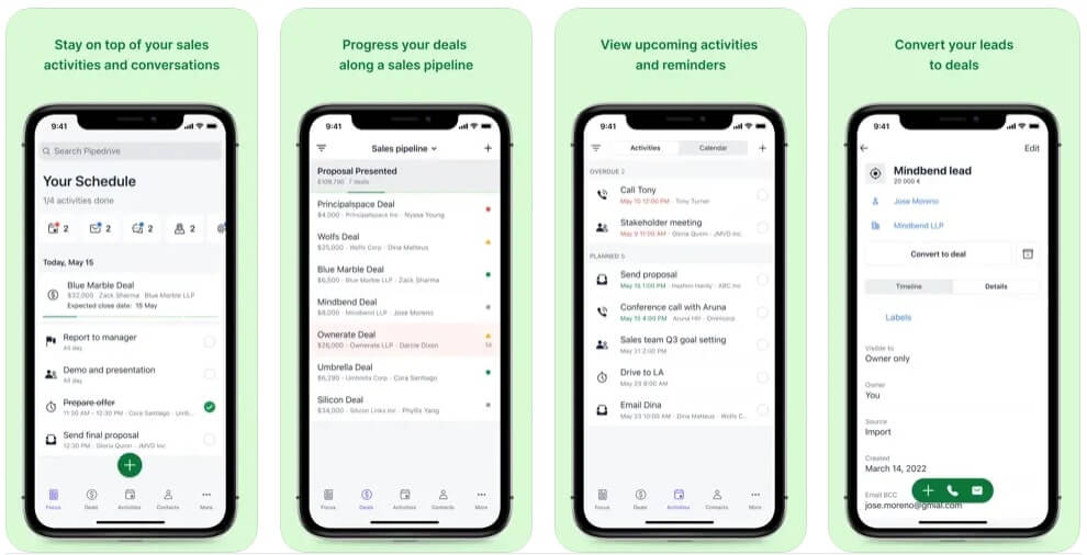 Preview of Pipedrive CRM app