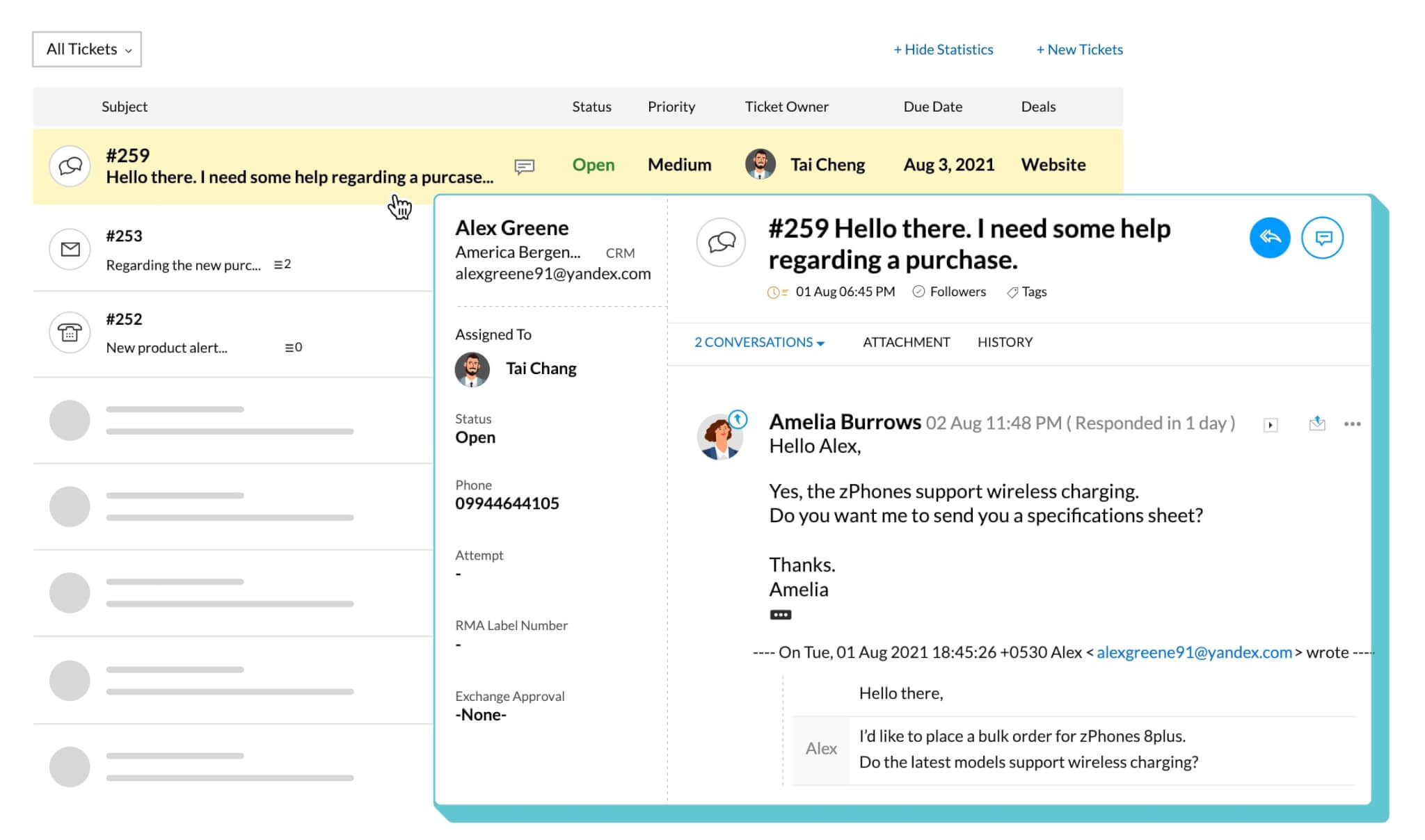 Preview of Zoho CRM app