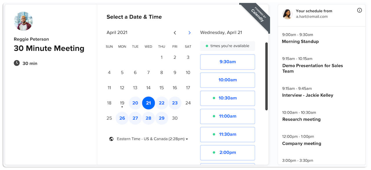 Calendly appointment scheduling app preview