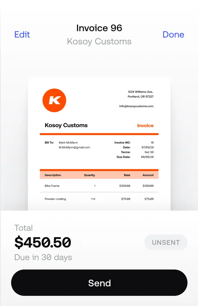 Invoice2Go invoice sample