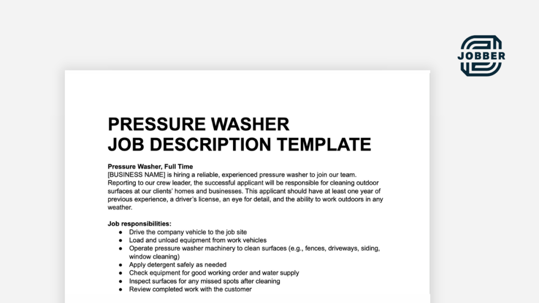 Pressure Washer Job Description Guide + Free Template Jobber