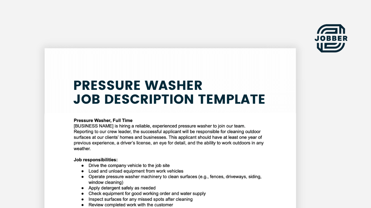 Pressure Washer Job Description Guide Free Template Jobber