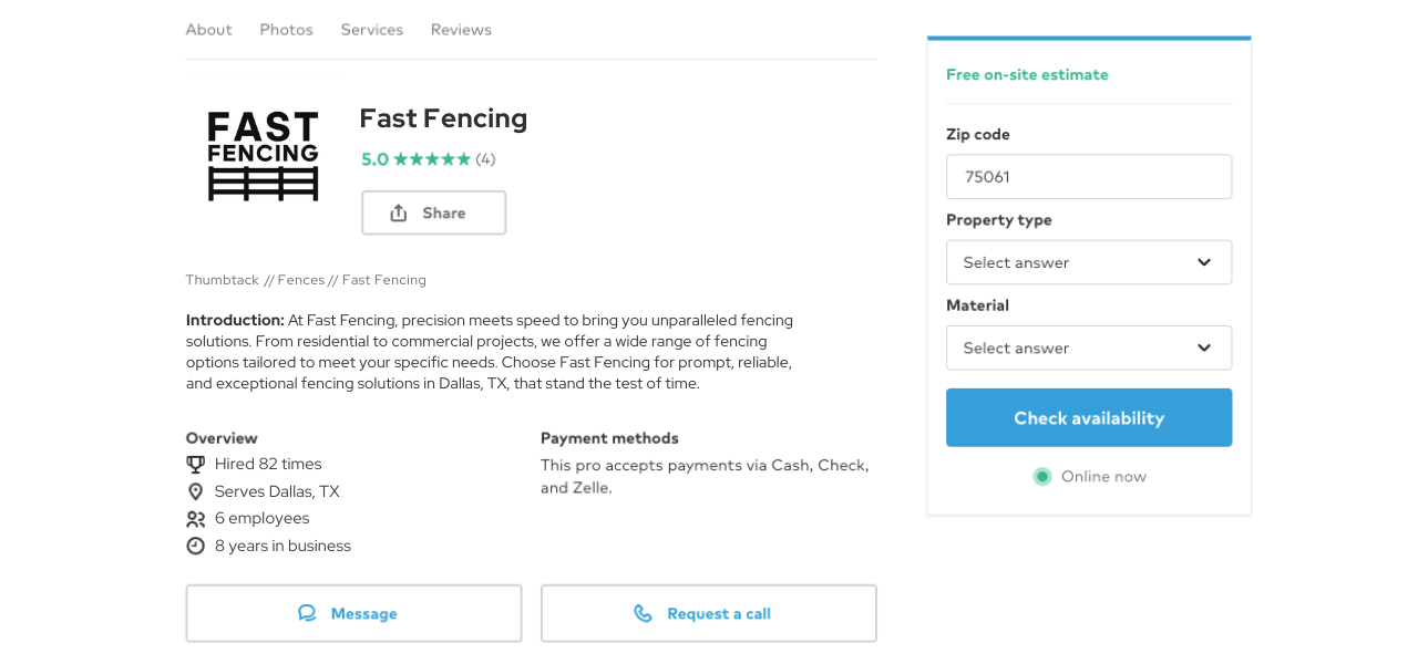 Thumbtack - Fast Fencing example