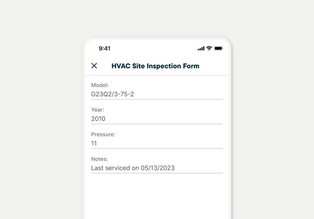 Site inspection form in the Jobber mobile app