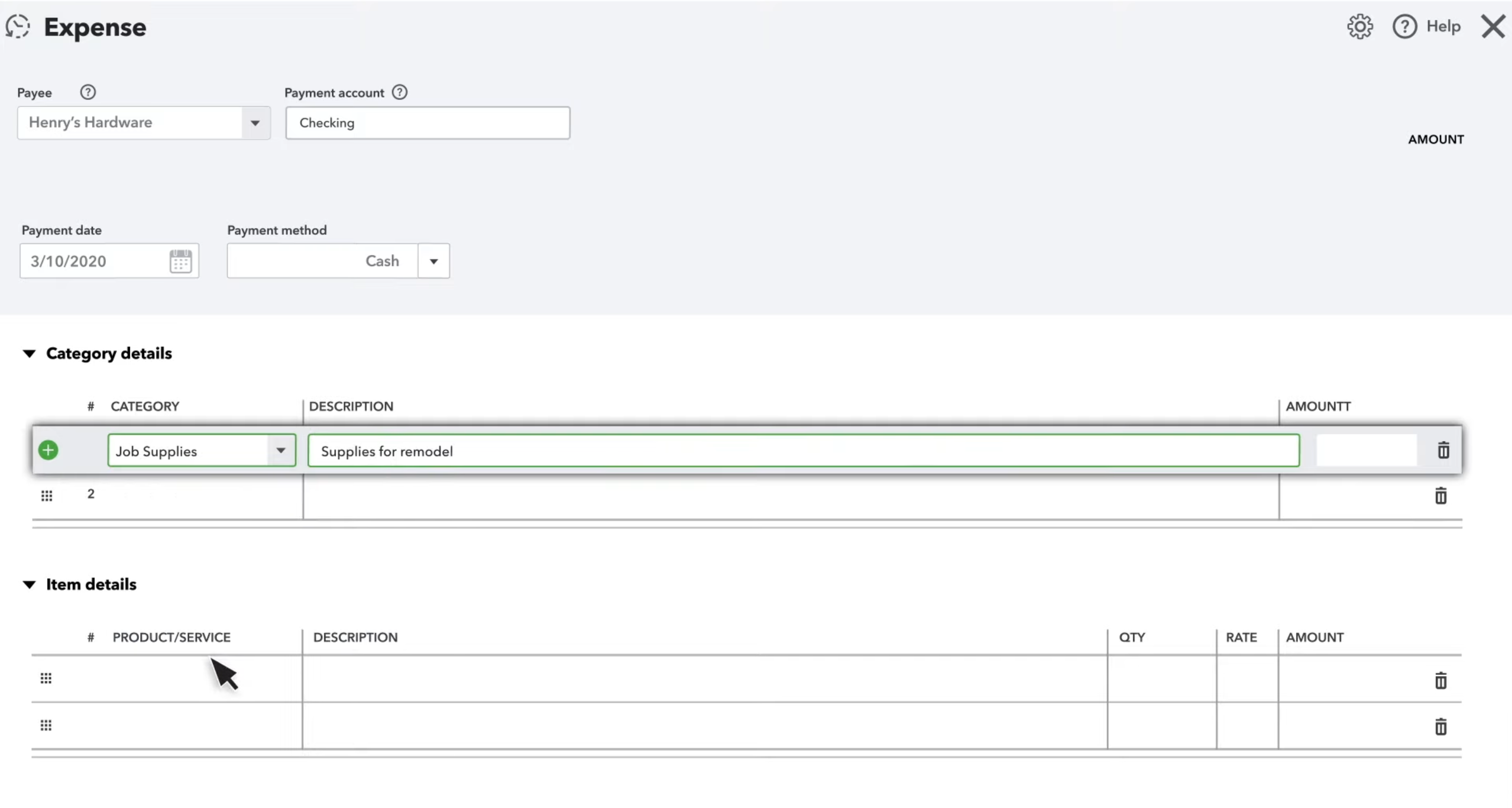 Expense tracking in QuickBooks